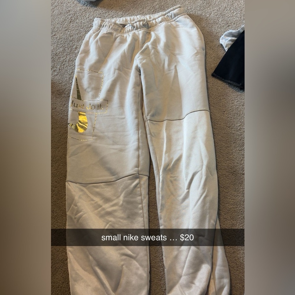 Nike Cream Sweatpants with Gold Logo